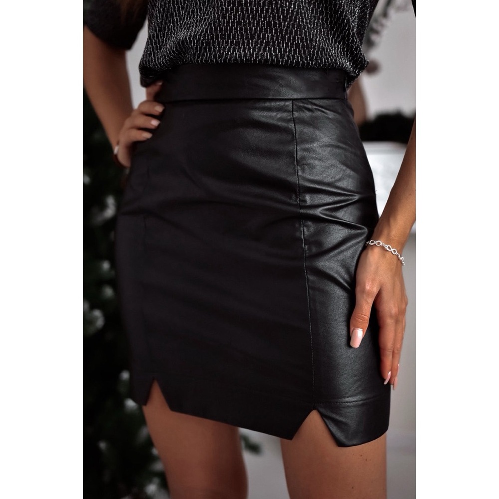High Waist Faux Leather Mini Skirt